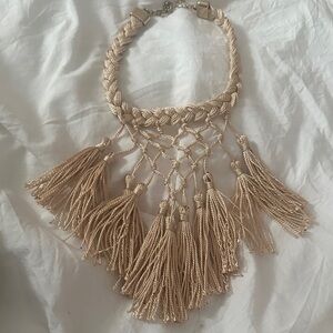 Mika Braided Gold Tassel Necklace